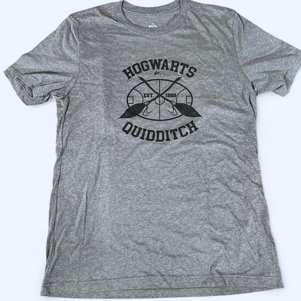 Harry Potter Hogwarts Quidditch Graphic T-Shirt Gray Mens Large Magic at Play